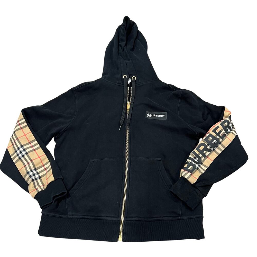Burberry Black and Tan Zip Up Sweater